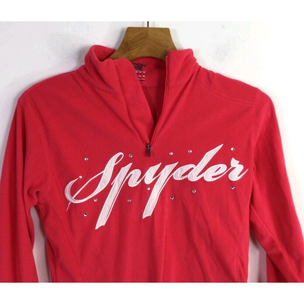 Spyder Womens Activewear Top 1/4 Zip Mock-Neck Long Sleeves Pink Size 10 - Picture 2 of 16